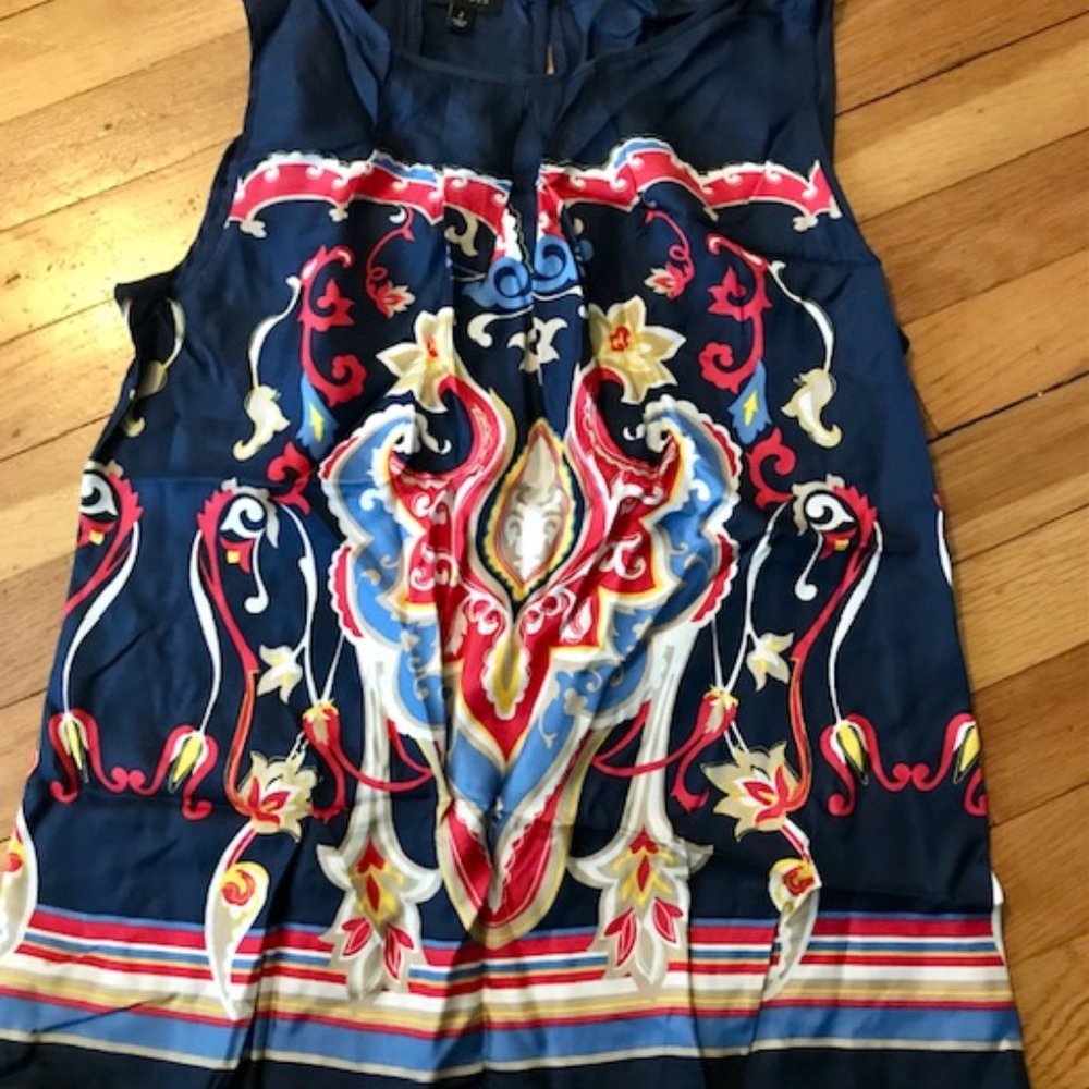 Talbots Silk Blouse Scarf Print Sleeveless Woman 2